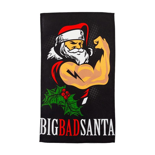Полотенце кухонное вафельное, 35х60 см, 160 г/м2, 100% хлопок, Доляна, Большой плохой санта, Россия, 5059212