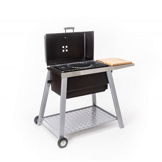 Гриль угольный 700х400 мм, 1.5 мм, разборный, с крышкой, съемная полка, 3 уровня регулировки, 2 термостенки, Forester, Скворчер, BQ-704