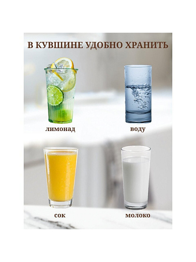 Кувшин боросиликатное стекло, 1.5 л, с крышкой, Мед, Y4-5419, для горячих и холодных напитков