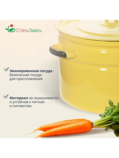 Кастрюля эмалированная сталь, 9 л, крышка сталь, СтальЭмаль, 2с200, в ассортименте, индукция