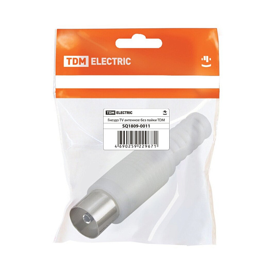 Гнездо антенное без пайки, пластик, белое, индивидуальная упаковка, TDM Electric, SQ1809-0011
