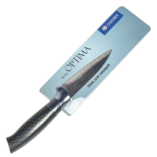 Нож кухонный Daniks, Оптима, для овощей, нержавеющая сталь, 9 см, рукоятка пластик, YW-A639-PA