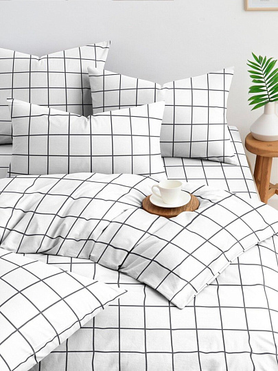 Постельное белье 1.5-спальное, простыня 145х215 см, 2 наволочки 70х70 см, пододеяльник 145х215 см, Silvano, поплин, б/з, Рэкс