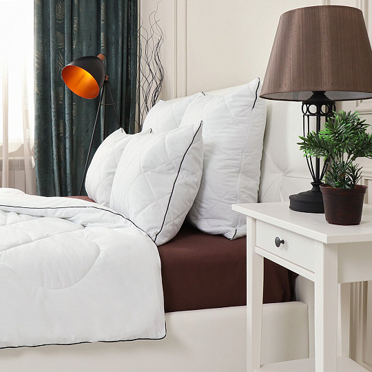 Подушка 50 х 70 см, Файбер, Лофт, чехол микрофибра 100% полиэстер, кант, IVVA, ПФМстм-57