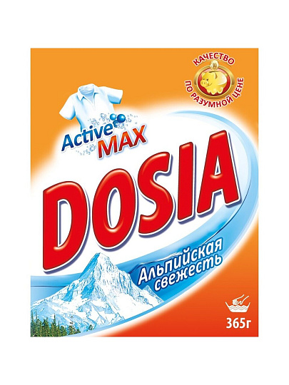 Стиральный порошок Dosia, 0.365 кг, ручной, для белого белья, Альпийская свежесть