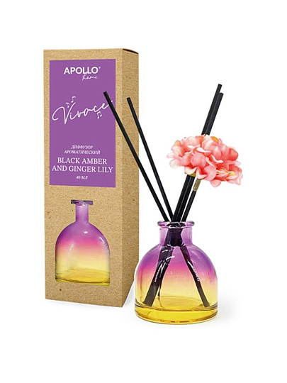 Аромадиффузор Apollo, 40 мл, Black amber and ginger lily, Vivace, D-VVB-40