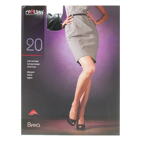 Колготки Грация, Вика, 20 DEN, р. 2, черные, 2 шт