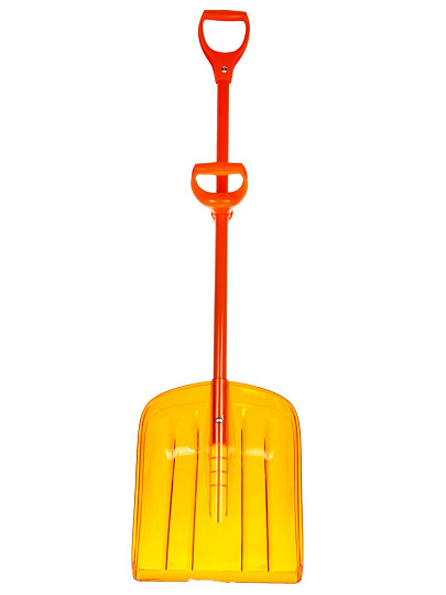 Лопата для снега поликарбонат, 360х150х1430 мм, черенок стальной, ковш оранжевый, V-ручка+ручка силы, LBPKS006