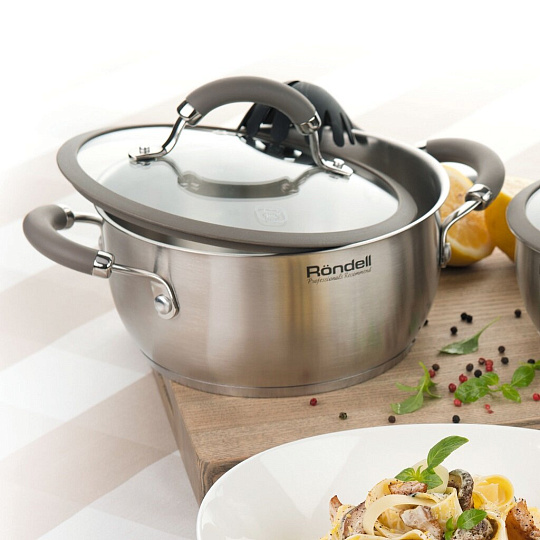 Набор посуды нержавеющая сталь, 4 предмета, кастрюли 2, 5 л, индукция, Rondell, Balance, RDS-757