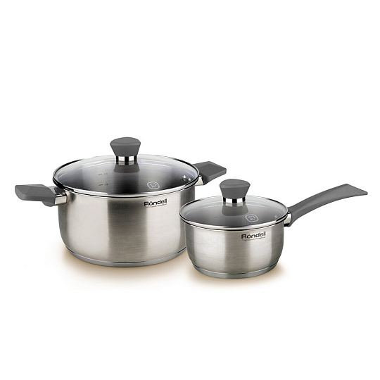 Набор посуды нержавеющая сталь, 4 предмета, кастрюля 2.8 л, ковш 1.3 л, индукция, Rondell, Strike, RDS-819