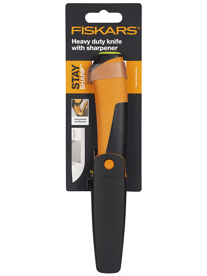 Нож универсальный, нержавеющая сталь, с точилкой, Fiskars, 1023618