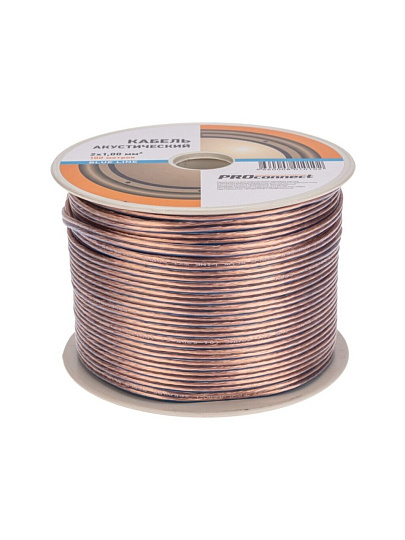 Провод акустический, 2х1 мм², 100 м, прозрачный, PROconnect, BL, 01-6205-6