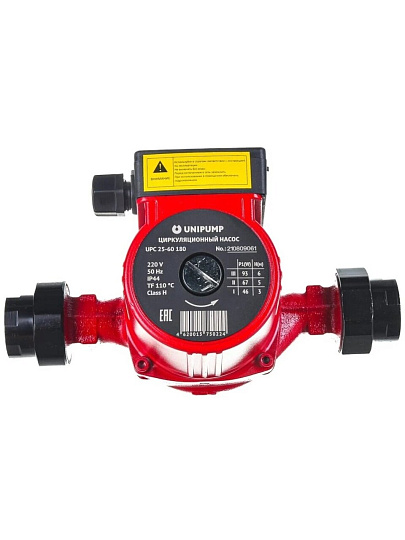 Насос циркуляционный, Unipump, 1 1/2 '', 100 Вт, максимальный напор 6 м, 3.8 м³/ч, UPС 25-60 180