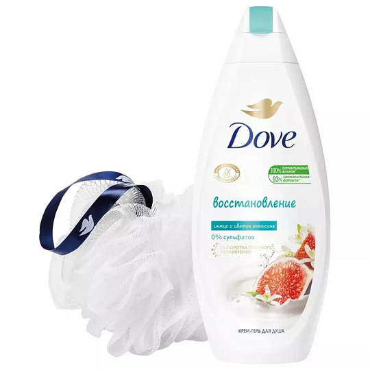 Набор подарочный для женщин, Dove, гель для душа 250 мл+мочалка