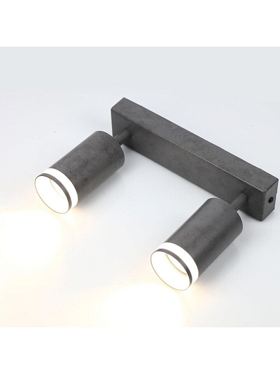 Светильник на основании General Lighting Systems, Башня, 50 Вт, GU10, на 2 лампочки, IP20, d5.5х10х10 см, боковое рассеивание, Спот, бетон, 662070