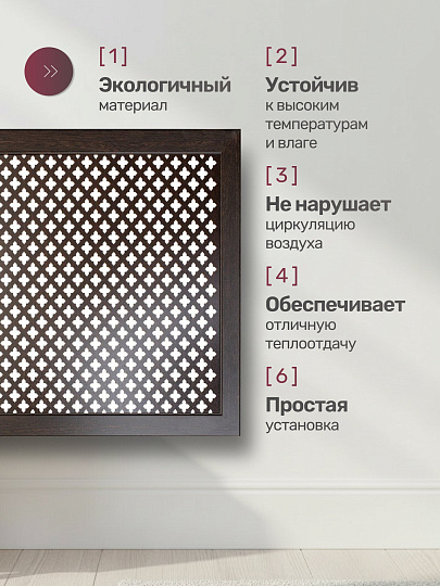 Экран для радиатора, МДФ, 600х600 мм, венге DE LUXE, Готико, Стильный Дом
