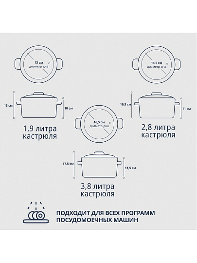 Набор посуды нержавеющая сталь, 6 предметов, кастрюли 1,9, 2,8, 3,8.л, DNN1, SD-A19-6