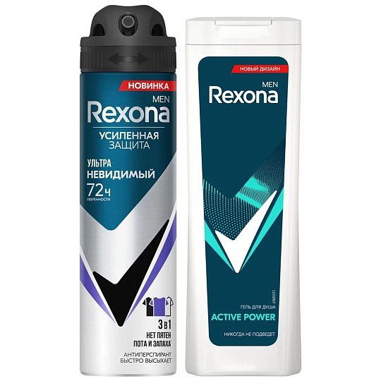 Набор подарочный для мужчин, Rexona, Men, дезодорант спрей 150+гель для душа 180 мл