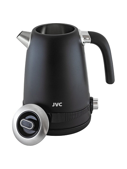 Чайник электрический JVC, JK-KE1730, черный, 1.7 л, 2200 Вт, скрытый нагревательный элемент, нержавеющая сталь