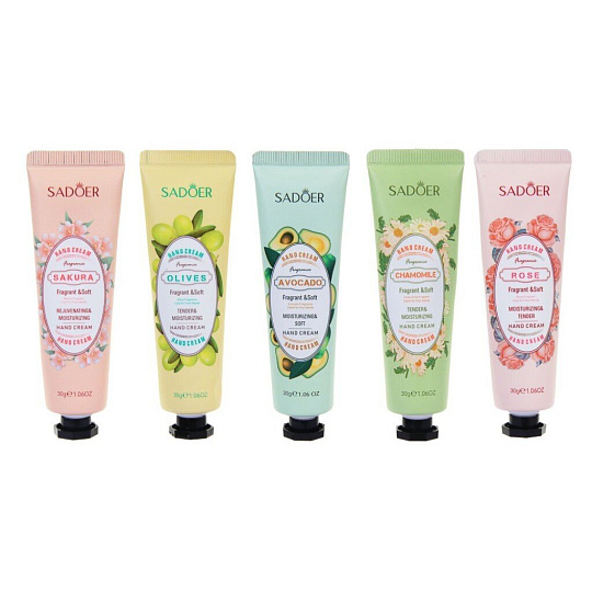 Набор кремов для рук, SADOER, Ароматный сад, 5х30 г