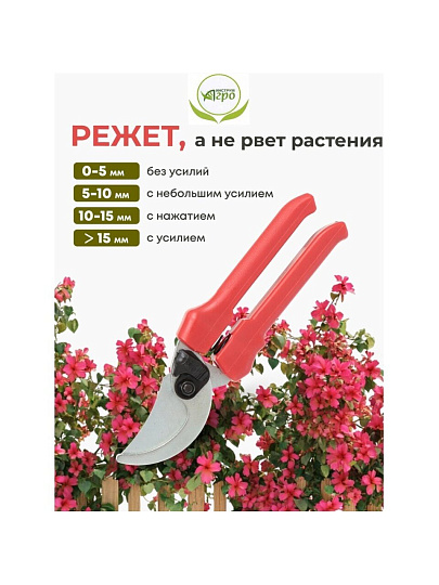 Секатор для весенней и осенней обрезки деревьев, 280 мм, Инструм-Агро, СТ-18, рукоятка резина, 010107-1