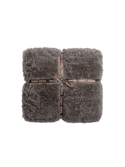 Плед евро, 220х240 см, искусственный мех, 100% полиэстер, Buenas Noches, Длинный ворс, коричневый, 19231