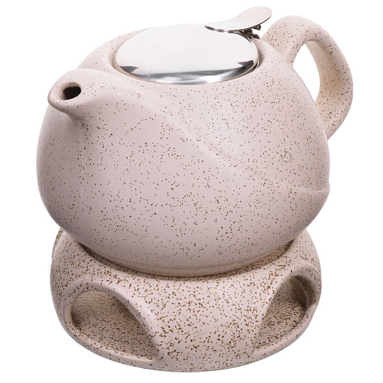 Чайник заварочный керамика, 0.75 л, с ситечком, с подставкой для подогрева, Loraine, 28684-3, в ассортименте