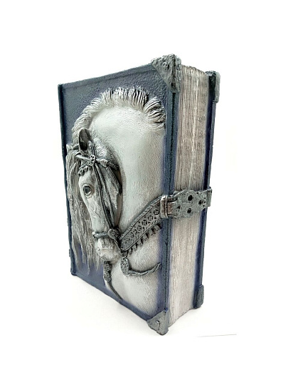 Копилка Символ Года Книга Конь, 21 см, гипс, G040-21-108K, серебряная