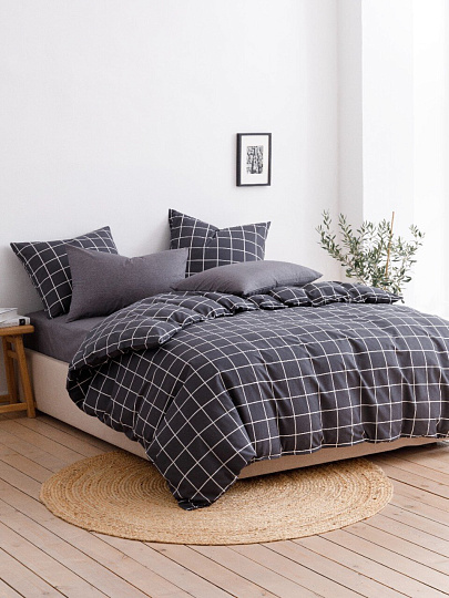 Постельное белье 1.5-спальное, простыня 145х215 см, 2 наволочки 70х70 см, пододеяльник 145х215 см, Silvano, поплин, Рэкс