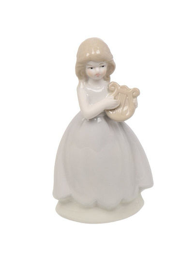 Фигурка декоративная керамика, Девочка со скрипкой, 6х12 см, белая, A020176