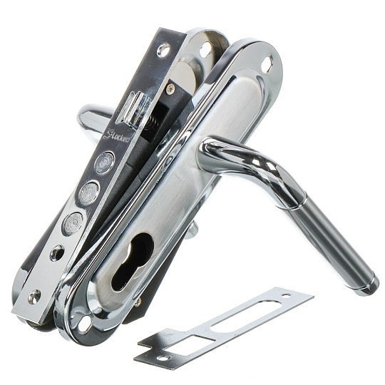 Замок врезной S-Locked, 162-40 мод. 247 SN/CP, 120623, ручка в комплекте, цилиндровый, универсальный, сатин/хром