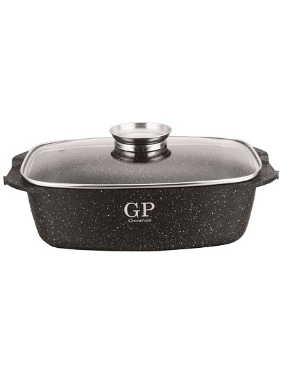 Жаровня алюминий, d32 см, 5.3 л, антипригарное покрытие, GreenPoint, Мрамор, 2853-GP, с крышкой, индукция