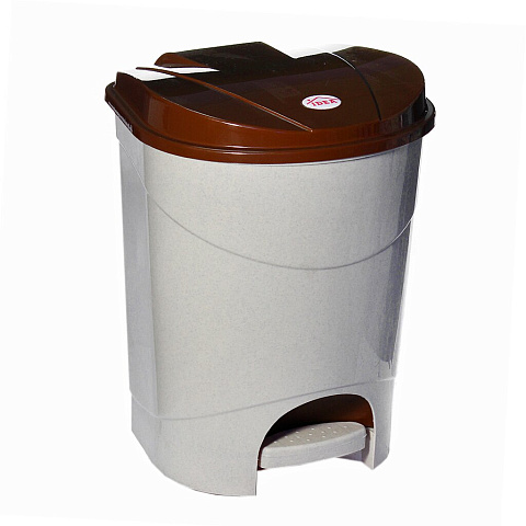 Контейнер для мусора пластик, 19 л, квадратный, педаль, бежевый мрамор, Idea, М2892