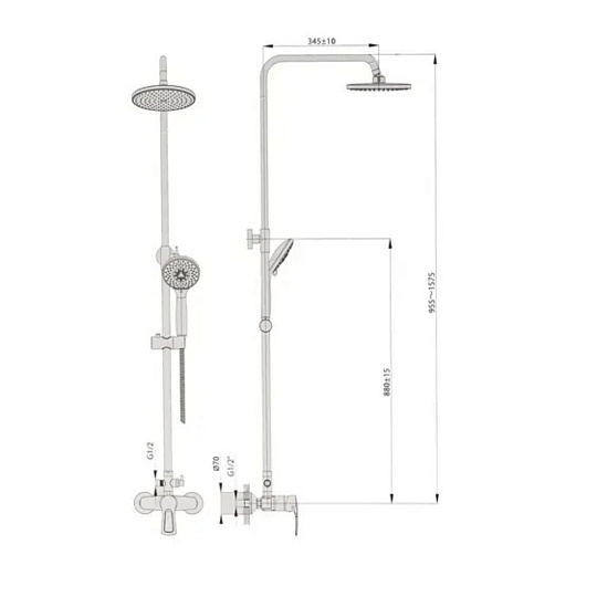 Смеситель для душа, Rossinka, Тропический дождь, с картриджем, хром, T40-45