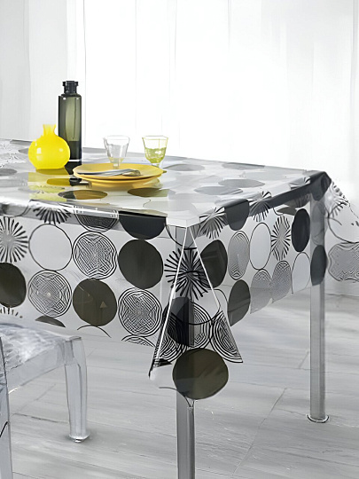 Клеенка Silvano, 1.4х20 м, ПВХ, прозрачная, Круги, RFT-676A