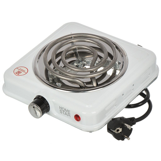 Плита электрическая Homestar, HS-1107, 1000 Вт, 1 конфорка, спираль, эмаль, механическая, переключатель поворотный, белая