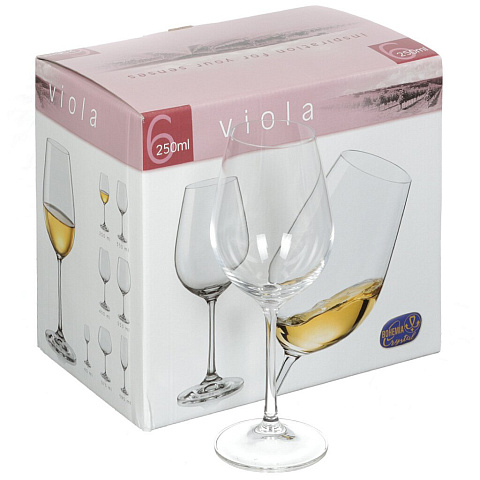 Бокал для вина Bohemia Viola 40729/250, 6 шт, 250 мл