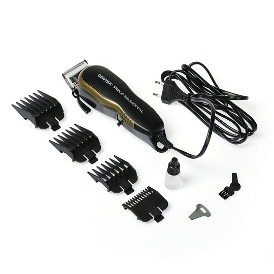 Машинка для стрижки Centek, CT-2125, сетевая, 10 Вт, черно-золотая, керамические ножи, шнур 2.4 м