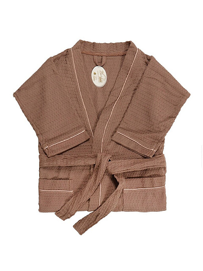 Халат унисекс, вафельный, 100% хлопок, кофейный, XL-XXL, 52-54, Barkas, AI-0106012