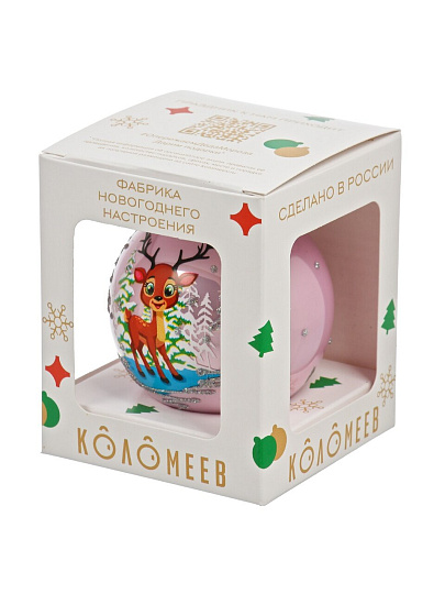 Елочный шар Олененок северный, 6.5 см, стекло, КУ-65-234080