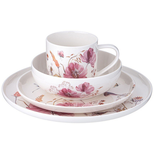 Сервиз столовый фарфор, 16 предметов, на 4 персоны, Lefard, Flowers, 577-202