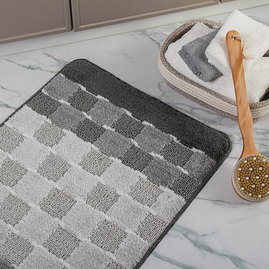 Коврик для ванной антискользящий, 0.5х0.8 м, полипропилен, 11 мм, серый, Banyolin, Silver, BAN.SIL.1.50/80-GY