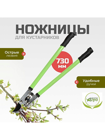 Ножницы садовые для кустарников, лезвие плоскостное, с овальными ручками, Инструм-Агро, НКО D020B-A, 010123