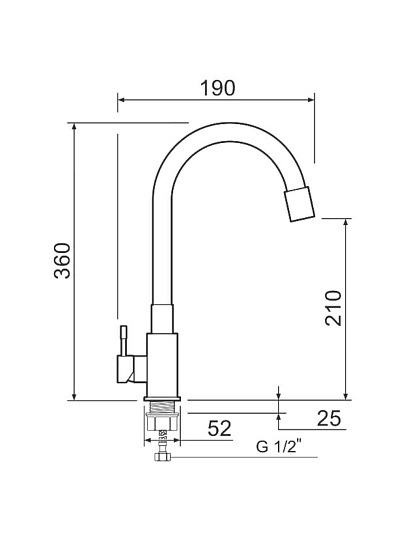 Смеситель для кухни, РМС, гибкий излив, с картриджем, серый, SUS124GY-016F