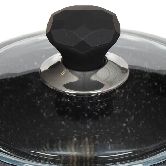 Ковш алюминий, антипригарное покрытие, 2 л, крышка стекло, индукция, Victoria, Diamond, D09 2,0G