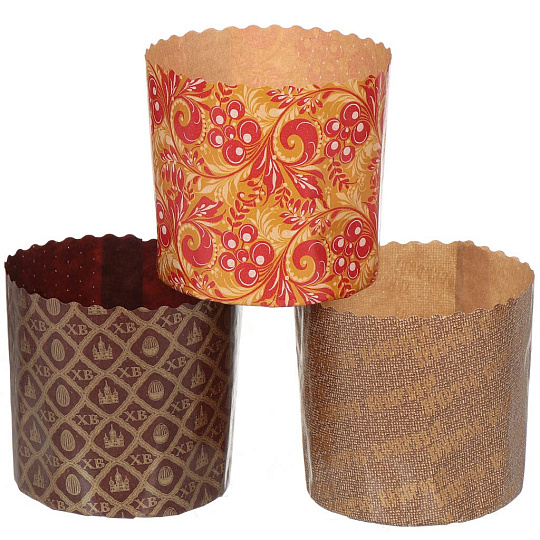 Набор форм для запекания бумага, 3 шт, 9х9х9 см, 0.5 л, круглый, в ассортименте, Marmiton, Пасхальный, 11350