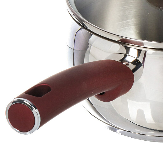 Ковш нержавеющая сталь, 1.7 л, крышка стекло, пластиковая ручка, индукция, Vensal, Joli, VS1543