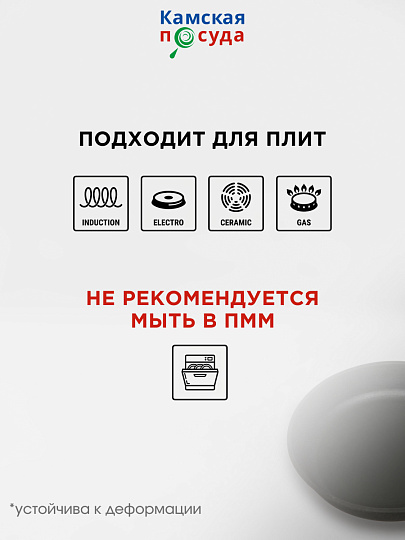 Сковорода чугун, 22 см, Камская посуда, индукция, б2040
