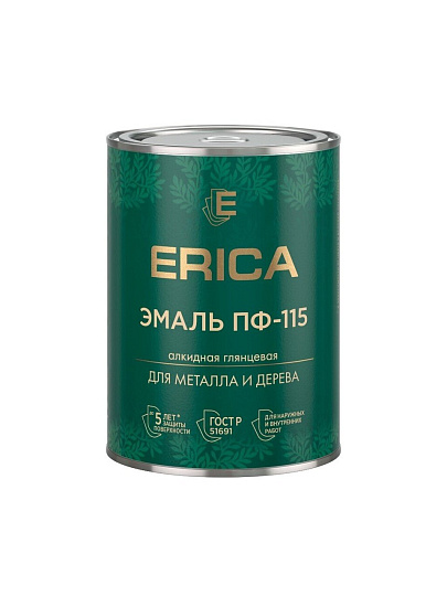 Эмаль Erica, ПФ-115, для внутренних и наружных работ, алкидная, глянцевая, 1.8 кг, защитная
