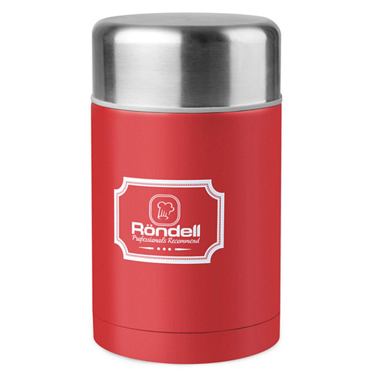 Термос для еды, нержавеющая сталь, 0.8 л, широкая горловина, Rondell, Picnic Red, медь, внутренний контейнер, RDS-945